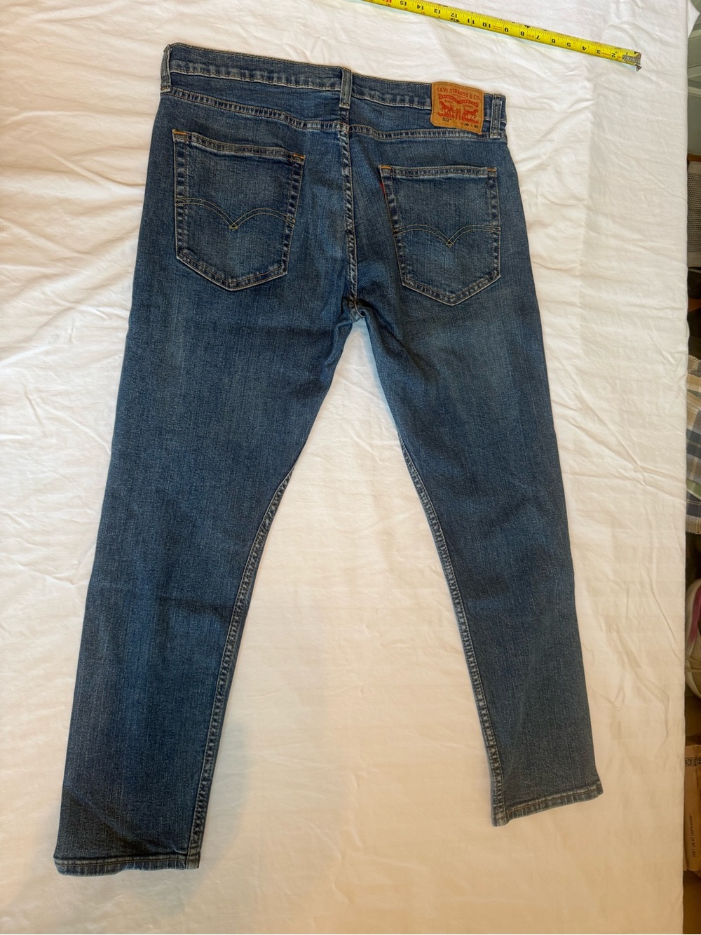 Levi's 512 Slim Straight Jeans in Medium Blue with Tan Patch Size 36 x 30 - Picture 6 of 11